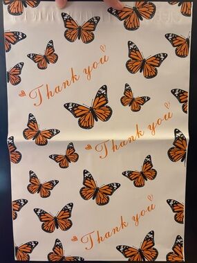 10 Orange Butterfly 'Thank You' 10x13 Poly Mailers